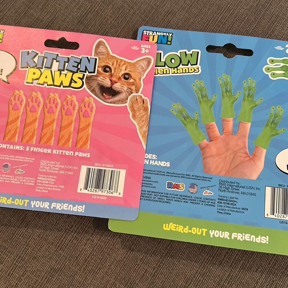 Tiny Hands: Kitten Paws Or Glow Alien Hands 5pack NEW